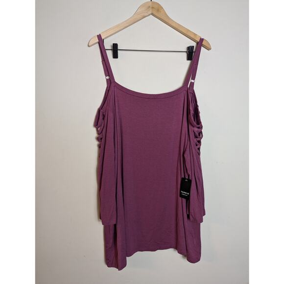 NWT Torrid Super Soft Lattice Cold Shoulder Tee - Picture 2 of 8
